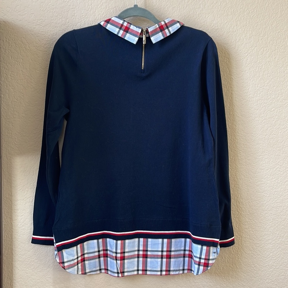 Tommy Hilfiger Plaid Layered-Look Sweater Sz M - Picture 4 of 6